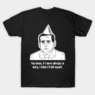 Michael Scott • Allergic to Dairy • The Office Black Shirt T-Shirt